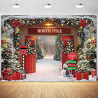 7x5 Ft Christmas Photography Backdrop - Winter Forest   Barn Door Design