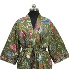 Screen Print Long Kimono 100  Cotton Dress 100  Tarrif Free   0  Charge Km-105