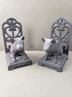 Rustic Cast Iron Pig Book Ends