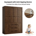 4 Doors Armoire Wardrobe Closet With 3 Drawers  63  Large Wardrobe Cabinet