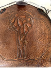 Antique Art Nouveau Leather Floral Tooled Purse Arts   Crafts 1910 Silver Plate