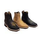 Men Genuine Cowhide Nobuck Handcrafted Western Rodeo Short Ankle Boots Botines