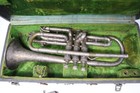 1920s Frank Holton Clarke H-c Cornet   Case Elkhorn Wis Silver Plate Antique Vtg
