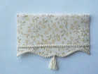 Dollhouse Miniature Handmade  Cream Floral Window Curtains Drapes Shade Valance