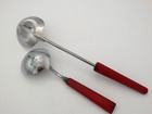 Vtg Englishtown Red Bakelite Stainless Steel Slotted Spoon  Plus Small Ladle