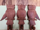 X3 Vintage Carved Wood Owl Hook Moving Wings Folk Art Primitive Wall Decor Set