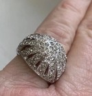 Vintage Ring Sterling Silver Rhodium Plated Paste Dome Ring Art Deco 5 