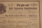 Rare 1864 Confederate States Of America  5000 Non Taxable Bond Certificate