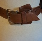 Joan And David Women s Brown Calfskin Leather Belt With Brass Buckle Size S