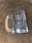 Vintage A w Root Beer Mug Raised Embossed Logo Clear Glass 4 5  Tall
