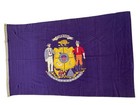 Rare Vintage Cotton Flag Of Wisconsin With Old Design With 13 Star Ribbon