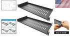 Alloy Steel Server Rack Mount Shelf 2 Pack - 1u Vented 8  Deep  44 Lbs Capacity