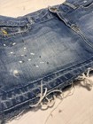 Abercrombie   Fitch Blue Denim Mini Skirt Size 6 Frayed Hem Paint Splatter