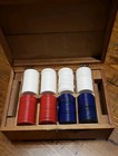 Vintage Poker Chip Set In Heavy Storage Wood Box Inlaid Wood   Dovetail Corners