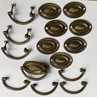 2    Centers Solid Brass Drawer Pulls Antique With Back Plate English Colonial X 8