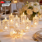 Flameless Led Tea Light Battery Operated Warm White Crystal Votive Candle  1 Pc 