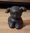 Small Cast Iron Metal Dog Figurine Pup Mini Sculped Decor Curio Vtg Solid Statue