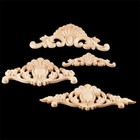 1 4pcs Wood Carved Long Onlay Applique Unpainted Flower Door Furniture D  cor S l