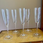 5 Set Vintage Crystal Champagne Flutes Iridescent Clear 9 25    Glasses Stemware