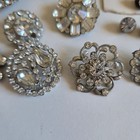 Vintage Rhinestone Shank Buttons Lot Of 13 Clear Glass Silver Tone Mixed