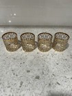 4 - Vintage Mcm Imperial Glass Shoji Gold Trellis Old Fashioned Rocks Glasses