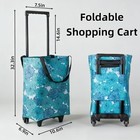 Folding Shopping Cart Foldable W  Wheelscart Tote Bag Trolley Grocery Portable