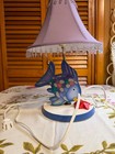 Vintage 90s The Rainbow Fish Wooden Table Lamp Novelty Nursery Beaded Shade Rare