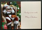  one  Cat Christmas Card Santa Taking Nap  Orange Brown Tabby Tree Deluxe 1