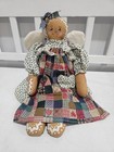 Vtg Handmade Country Cloth Gingerbread Angel Doll  Handpainted Face