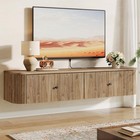 55-inch Wall Mounted Floating Tv Stand 2 Fluted Drawers Entertainment Center Oak