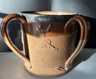 Likely Vintage Doulton Lambeth Hunting Scene Champagne Ice Bucket Silver Edge