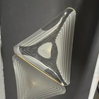 2-piece Triangle Clear Glass Decorative Plates With Gold Geometric Lines