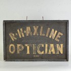Optician Large Antique Double Sided Gilt On Black Wood Trade Sign