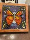 Triton Tile Ceramic Monarch Butterfly Wall Trivet Hot Plate Framed In Oak 7 5 Sq