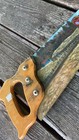 Handmade Hand Painted Crosscut Hand Saw Vintage Steam Train Scene Wooden Handle