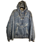 Vintage Gap Blue Denim Anorak Jacket Mens Size Medium Hooded Pullover 90s Rare 