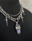      Fae      Stainless Steel   Real Amethyst  Stone Pendant