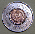 Encased 1904 St Louis Exposition World s Fair Indian Head Penny Token - Lot 1956