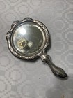 Antique Victorian Silver Plate Hand Mirror Woman Art Nouveau 10 5  Floral Flower