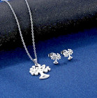 Tree Of Life Gift Set Necklace Earrings Blue Charm Bracelet Silver Christmas