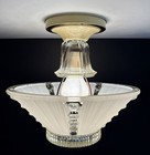 Antique Original 1930s 40s Art Deco Glass Hobnail White Ceiling Light Fixture