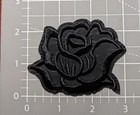 Black Rose Patch Flower Bud Plants Gothic Embroidered Iron On Patch 2 75x3 