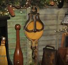 Primitive Vtg Style 5  Wood Hay Barn Tin Pulley Block W  Cast Iron Hook Decor