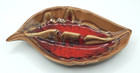 Redwing Pottery  Usa Ashtray Vintage Leaf Shape Red Brown  849