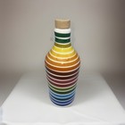 Frantoio Muraglia Italy Rainbow Striped Ceramic Bottle With Cork Stopper Plug