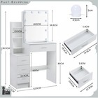 White Makeup Dressing Table W  Lights Sliding Mirror 4 Drawers Vanity Desk Stool
