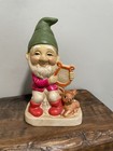 Vintage Homco Gnomes With Musical Instrument And Deer