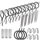 120 Pcs 1 5  Black Metal Curtain Rings   Stainless Steel Pinch Pleat Hooks