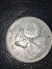 Canada 1968 25 Cents Silver Coin Silver Caribou Quarter Circulated 