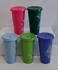 Starbucks Christmas Holiday Tumblers 24 Oz Set Of 5 Colorful Cups With Lids